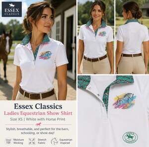Essex Classics Ladies XS White Short Sleeve Equestrian Show Shirt